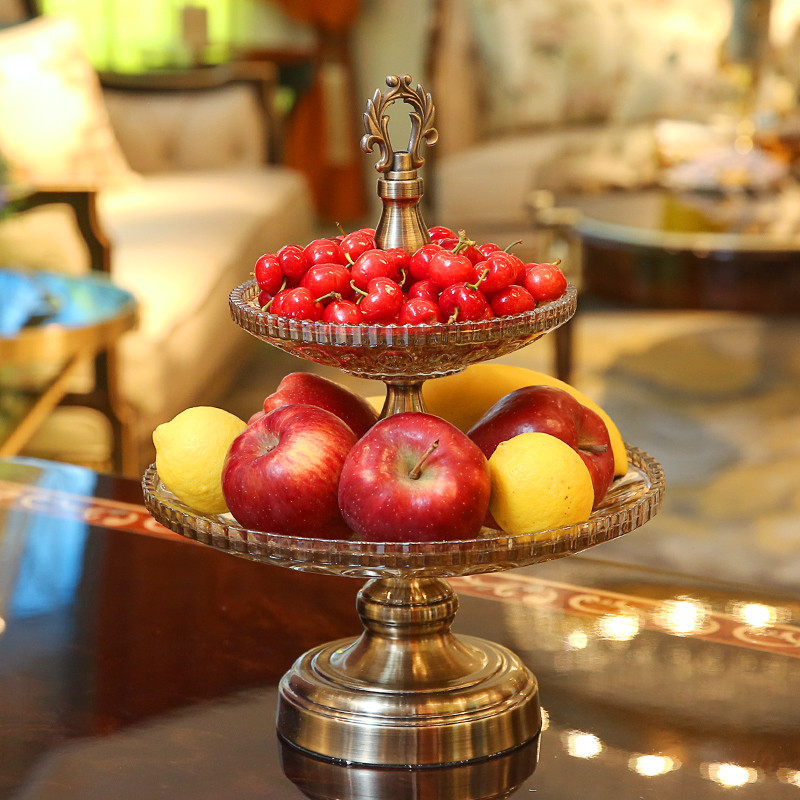 实用水晶水果盘家居装饰品客厅摆件茶几餐厅样板房摆设欧式工艺品