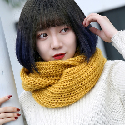 围脖女冬套头韩版纯色针织围巾女冬季加厚学生毛线围脖男套头脖套