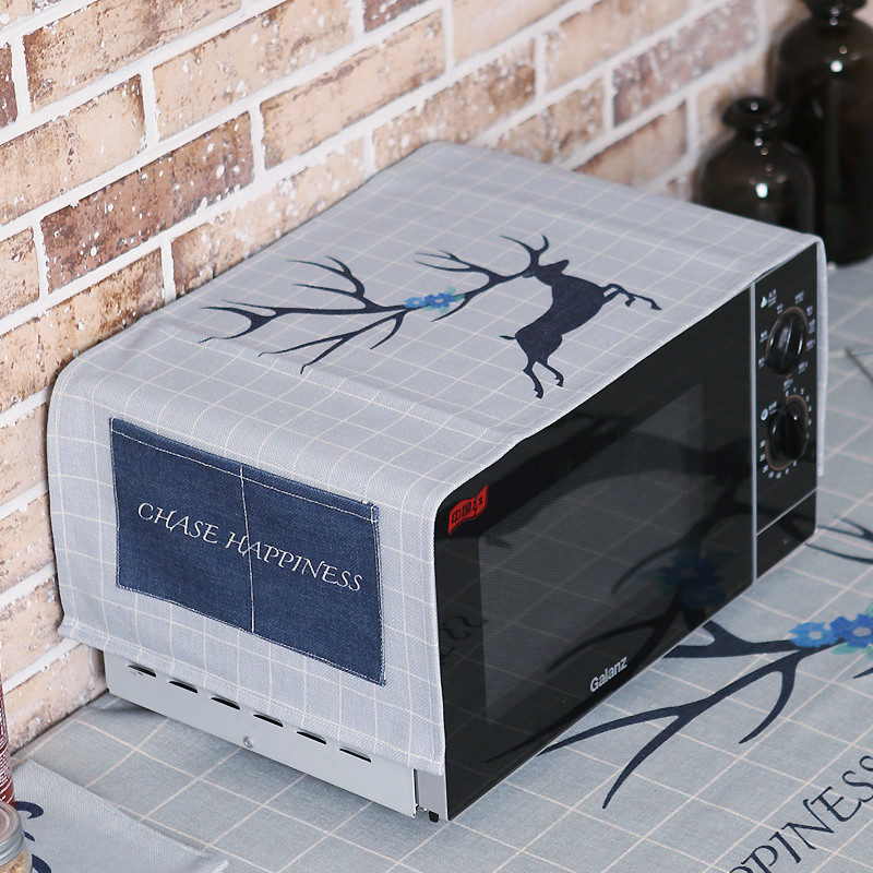 棉麻布艺微波炉盖巾简约现代家用电器多功能盖布厨房烤箱罩防尘罩