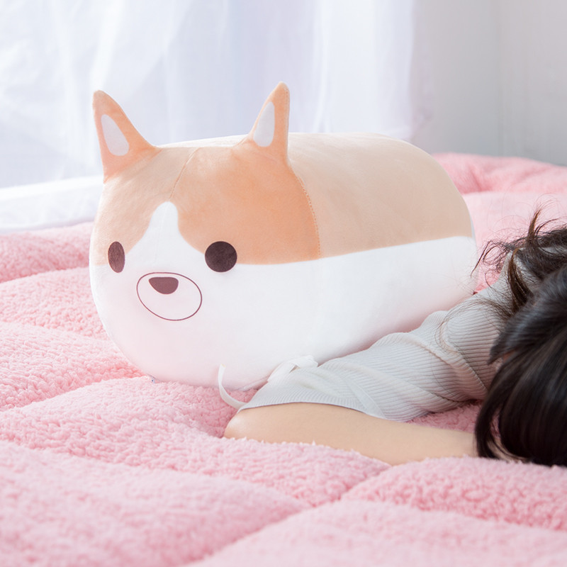 个性创意仿真柯基抱枕短毛绒靠枕坐垫生日礼物午休 动物抱枕靠垫