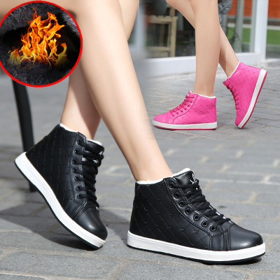 高帮二棉鞋女冬季韩版百搭学生加绒女款棉鞋平底保暖新款鞋子