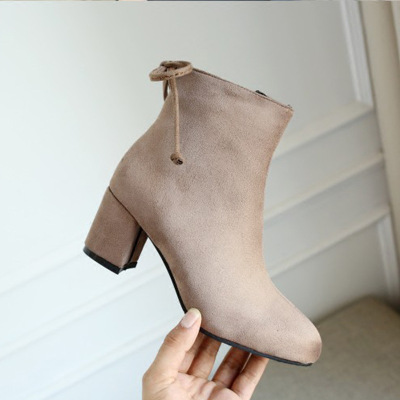 杨幂同款绒面大码短靴女41-43秋冬季42小码女靴子31粗跟3233高跟