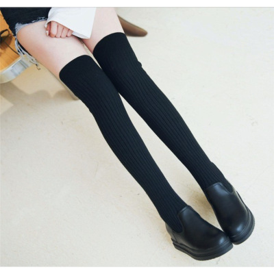 秋冬超长筒靴过膝盖学生弹力袜子毛线靴子针织平跟内增高