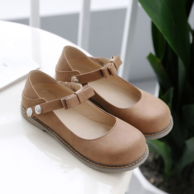 春夏新款复古单鞋甜美森林系一字扣圆头学生鞋百搭平跟小皮鞋女鞋