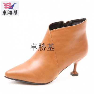 性感高跟马丁靴秋冬新款细跟踝靴欧美简约尖头通勤裸靴女短靴