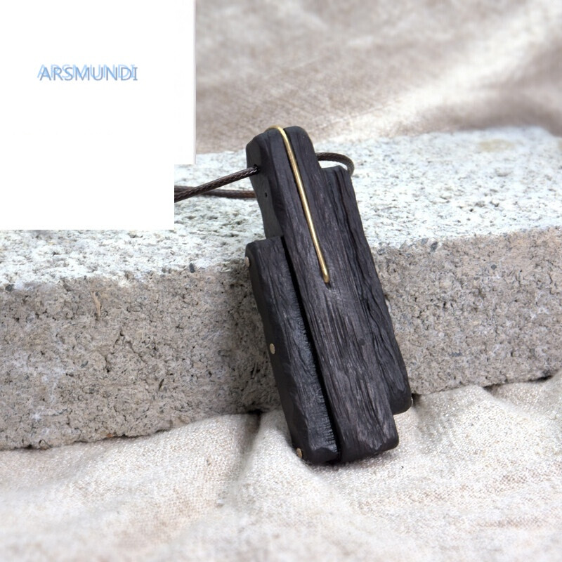 arsmundi项链黑檀木镶嵌铜丝做旧吊坠女男