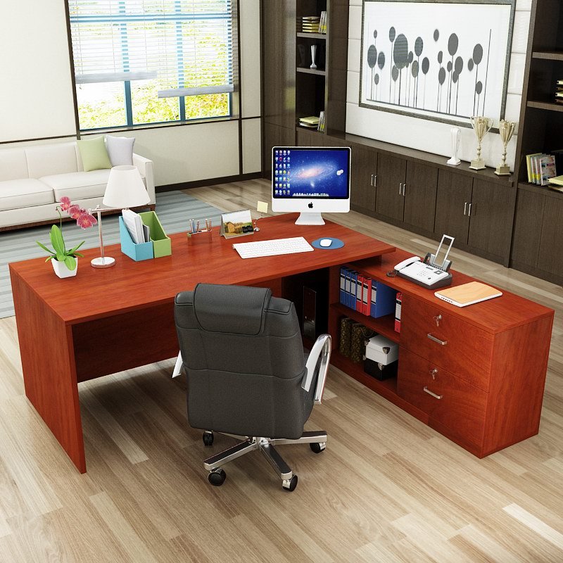 办公桌简约现代单人老板桌时尚大班台转角经理主管桌办公家具