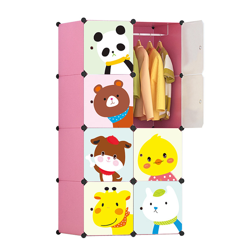 卡通简易衣柜儿童宝宝婴儿收纳柜组合塑料衣橱树脂组装简易衣柜