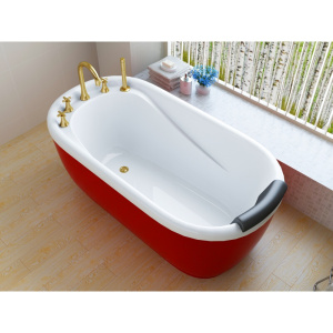 家用小户型浴缸椭圆型冷热水泡泡浴简约欧美可配通用型缓解疲劳水都市诱惑