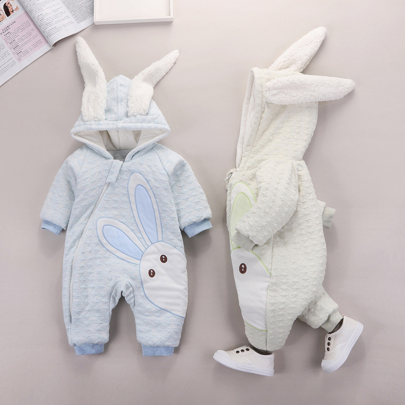 婴儿连体衣秋冬季加厚款棉衣宝宝外出爬服新生儿衣服夹棉哈衣纯棉