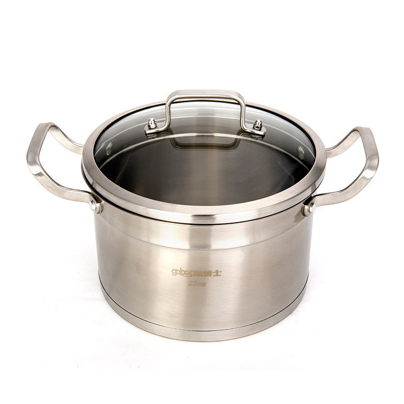 刚博士22cm不锈钢汤锅 304不锈钢三层底优雅汤锅 双耳煲汤煲