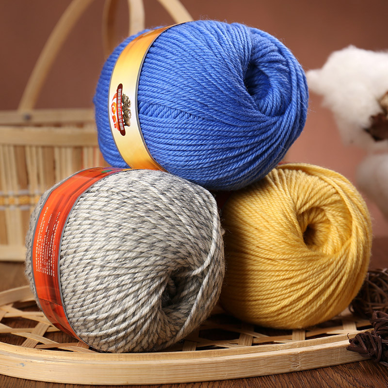 全羊毛毛线羊毛毛线中粗棒针线手编机织围巾毛衣宝宝线50g