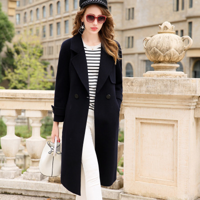 英伦呢子大衣女装秋冬季新款时尚欧美双面羊绒大衣系带羊毛外套女