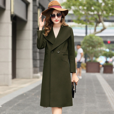 欧美高端冬季新品双面羊绒大衣羊毛呢大衣女中长款上衣外套