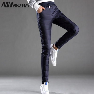 冬季新款中老年羽绒裤女外穿加厚显瘦高腰双面保暖修身羽绒棉裤子