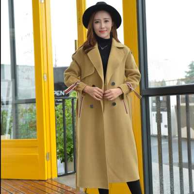 秋冬季新款中长款双面呢大衣女双面绒大衣女反季毛呢外套上衣