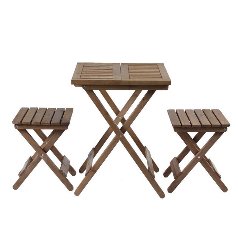 简约实木可折叠桌椅户外奶茶咖啡店阳台花园餐桌组合餐桌椅c