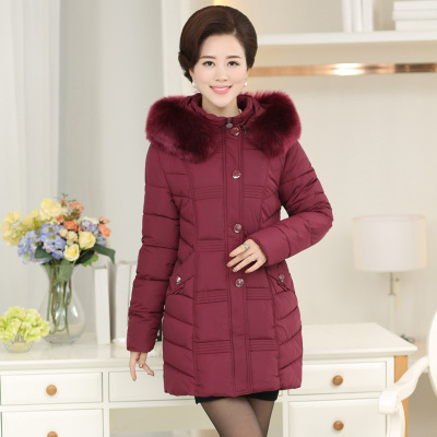 中老年女装40-50岁加厚中长款中年妈妈羽绒棉衣外套冬季新款1604
