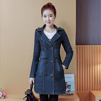 新款女装长袖牛仔服中长款韩版休闲上衣修身风衣外套潮