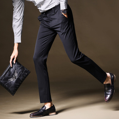 2017秋冬新款英伦男士商务修身西裤韩版男式直筒潮流休闲裤西装裤