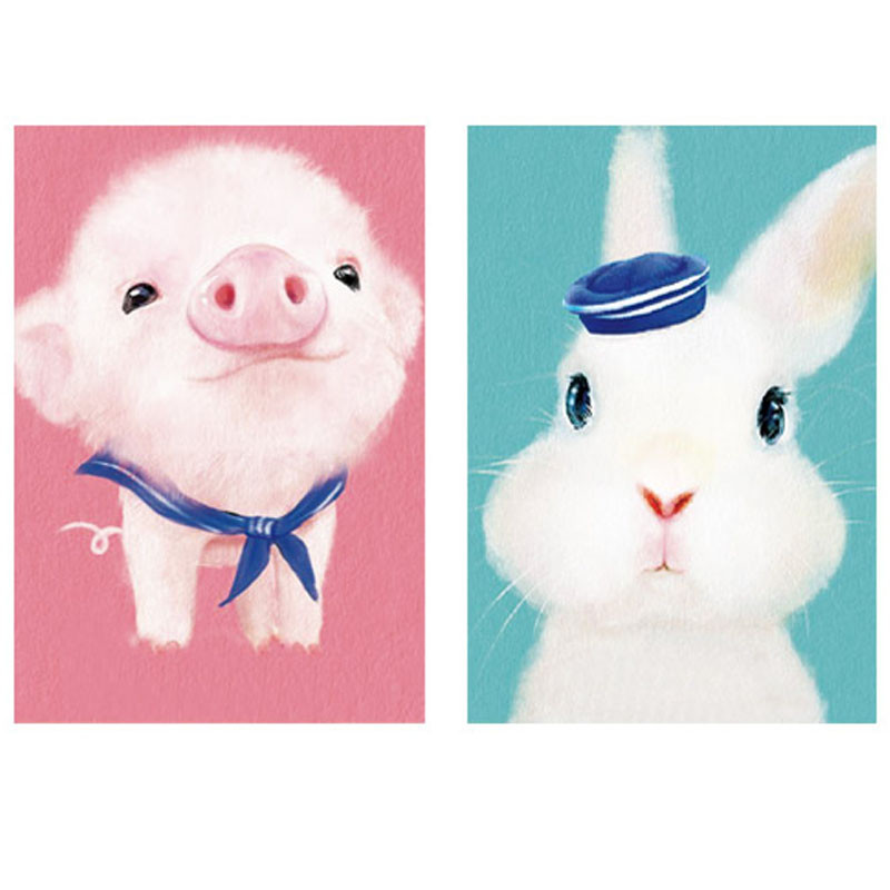 初学练手小幅十字绣粉猪兔子儿童卡通线绣卧室刺绣小幅简单款刺绣