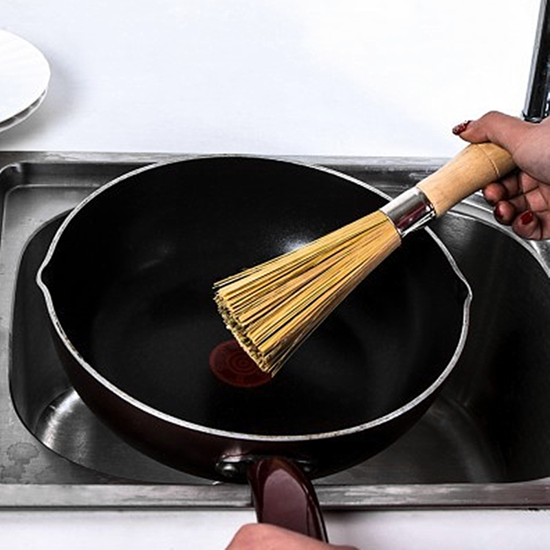 大号天然竹子椰棕洗锅刷加长清洁刷除油竹刷把不沾油洗碗刷子