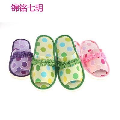锦铭七玥韩国正品小花厚底漏趾拖鞋（紫/粉/绿） 居家拖鞋 防滑拖鞋