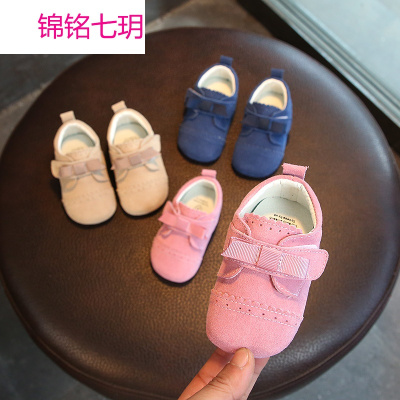 锦铭七玥春款婴儿学步鞋 0-1岁宝宝真皮休闲软底男女童小皮鞋公主鞋