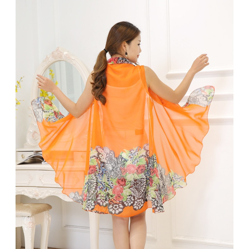 百变丝巾女多功能魔术空调围巾披肩两用夏季防晒沙滩巾无袖雪纺衫