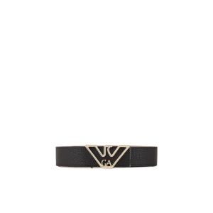 阿玛尼(EMPORIO ARMANI)女士黑色徽标腰带可调节设计时尚百搭牛剖