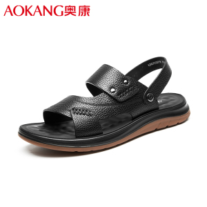 奥康男士凉鞋夏季新款休闲时尚软底沙滩鞋牛皮透气户外两穿凉拖鞋