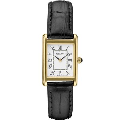 SEIKO/精工 Essentials系列中性小方表 复古百搭精致小巧两针皮带防水石英表