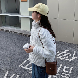 2023冬季新款灯芯绒棉衣女短款立领韩版学生加厚棉服面包服外套