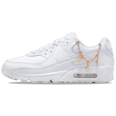 Nike 耐克 Air Max 90 复古 网布皮革 低帮 休闲跑步鞋 女款 白色 DH0569-100