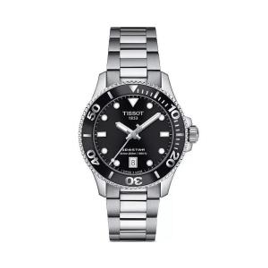 天梭(TISSOT)Seastar 1000 36毫米女士石英手表 Black/Silver