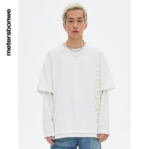 [1件5折价:89.5]美特斯邦威卫衣男春季新款宽松假两件卫衣舒适百搭男士圆领