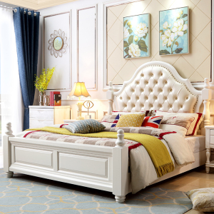 美式乡村轻奢实木床1.8米双人床欧式主卧室高箱储物婚床现代简约