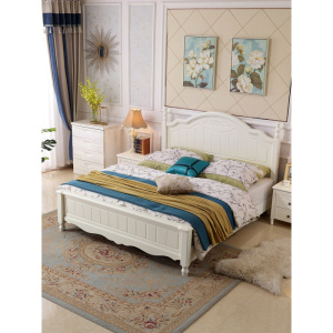 美式床1.8米1.5m1.2双人单人现代简约韩式欧式白色公主卧室实木床