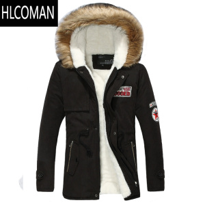 HLCOMAN冬季男士加绒加厚棉衣服韩版修身帅气冬天外套中长款棉袄外衣