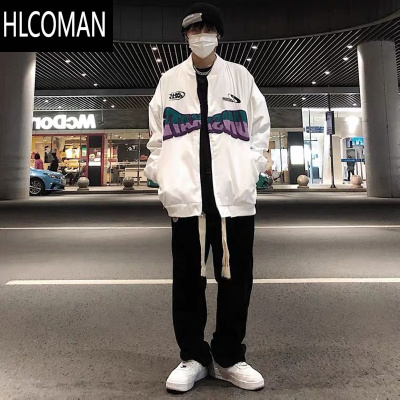 HLCOMAN2023美式高街复古棒球服外套男潮牌宽松薄款棉衣棉服休闲夹克