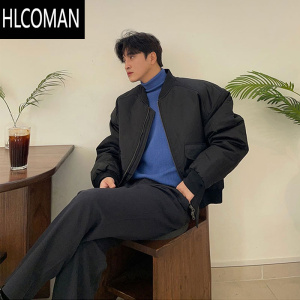 HLCOMAN设计感男士夹克外套工装宽松短款面包服潮牌加厚p暖棉衣棉袄