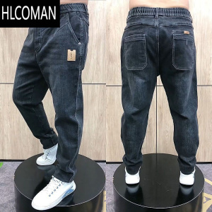 HLCOMAN2023新款男士牛仔裤宽松弹力老爹裤加绒潮流小直筒休闲长裤子