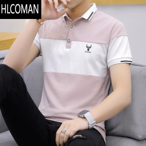 HLCOMAN2024男士短袖翻领衫韩版休闲半袖有领T恤学生夏天上衣服