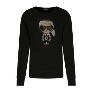 Karl Lagerfeld 舒适流行徽标印花徽标套头卫衣 正品代购 210W1822-999