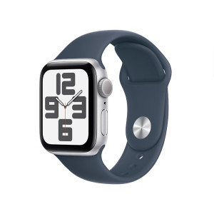 2023年新款 苹果 Apple Watch SE 44毫米 GPS+蜂窝版 银色铝金属表壳深邃蓝色运动型表带 独立童话 苹果手表SE