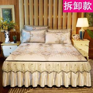 家柏饰(CORATED)冰丝凉席床裙款三件套1.8m2米软席子空调席1.5机洗可水洗折叠夏季
