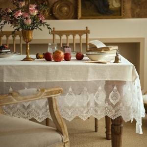 家柏饰(CORATED)法式复古蕾丝桌布北欧风长方形家用茶几餐桌布艺