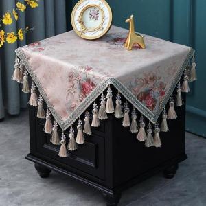 家柏饰(CORATED)欧式床头柜盖布盖巾正方形小吊穗家用凳子桌布布艺防尘小方桌