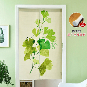 北欧绿色植物帘布艺半帘卧室窗帘卫生间玄关隔断半截帘简约现代