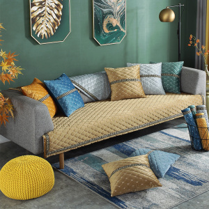 美帮汇美式纯色荷兰绒美式沙发垫靠背巾坐垫客厅通用套组合全包